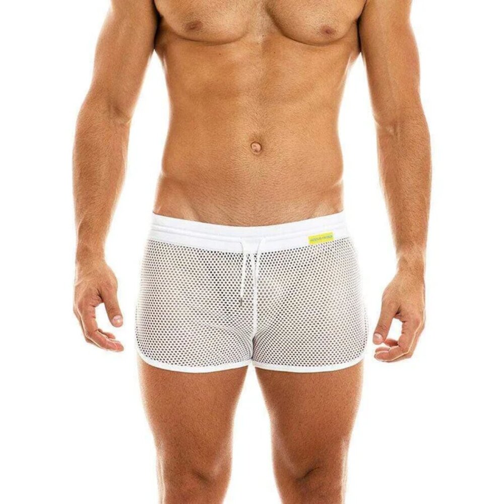 Mens White Mesh Shorts